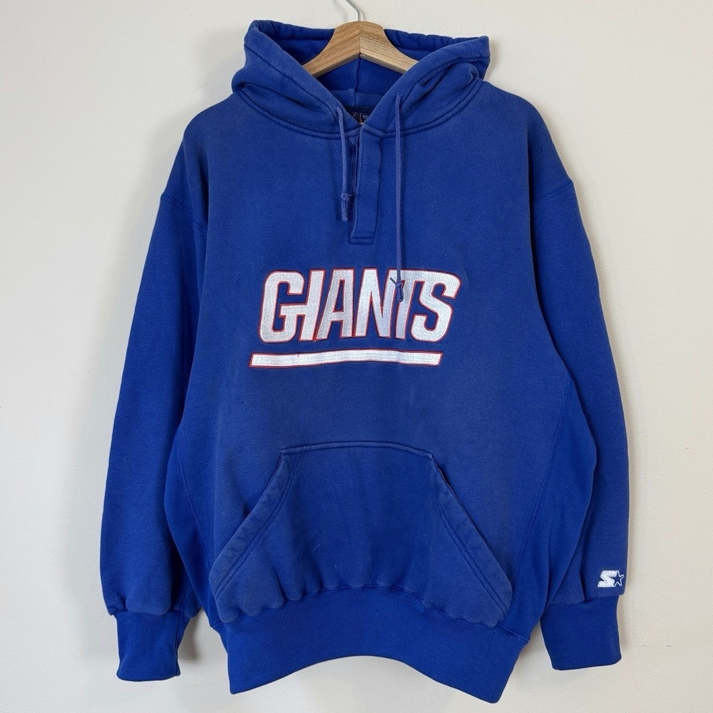 Vintage 90's Starter New York Giants Blue Hoodie Sweatshirt - XL